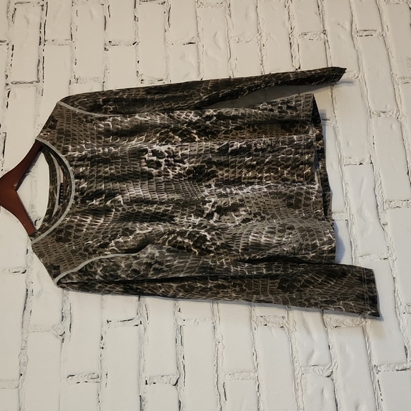 Grey taupe long sleeved top with sheer sleeves 👌 - Picture 1 of 4